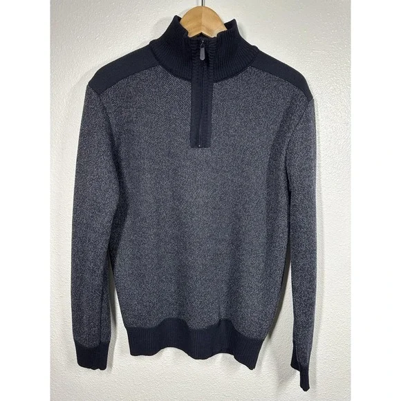 Scott James Sweater Mens Small Gray Quarter Zip Pullover Fleece Lined Warm Knit - Picture 7 of 7